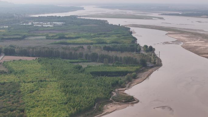 黄河中下游河南段黄河湿地黄河滩涂航拍