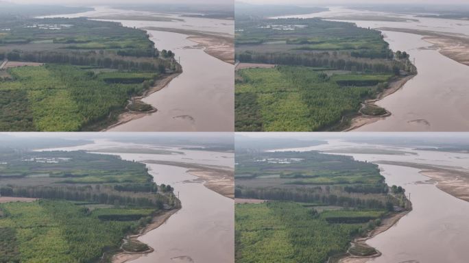 黄河中下游河南段黄河湿地黄河滩涂航拍