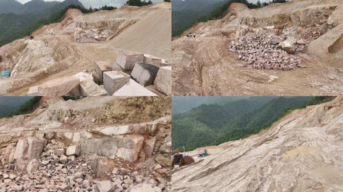 广东岭南山脉山区矿山开采矿场航拍