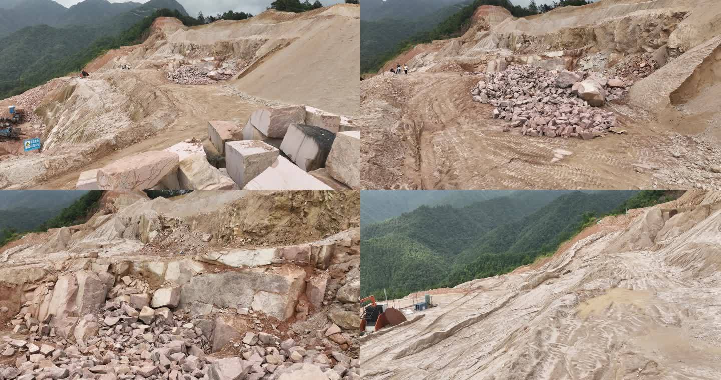 广东岭南山脉山区矿山开采矿场航拍