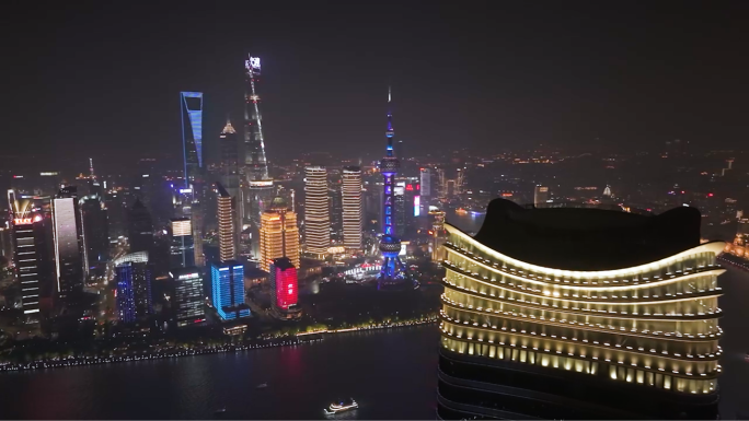 【4K60帧】上海北外滩白玉兰夜景航拍