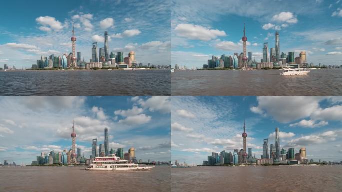 上海外滩蓝天白云延时摄影