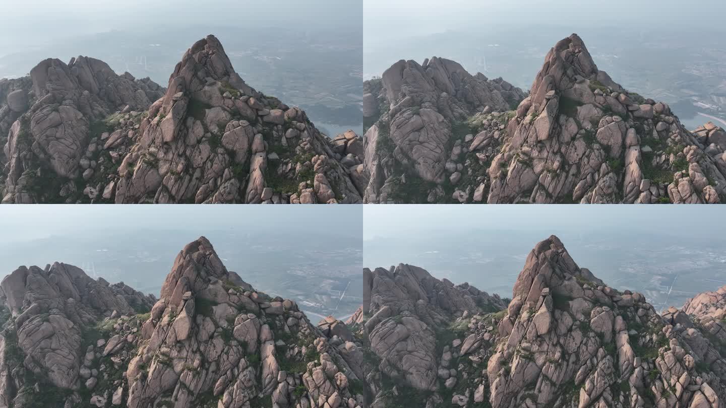 航拍山东荣成人和镇院夼村铁槎山奇石风景