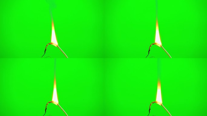 火焰燃烧电线电缆在绿色屏幕背景