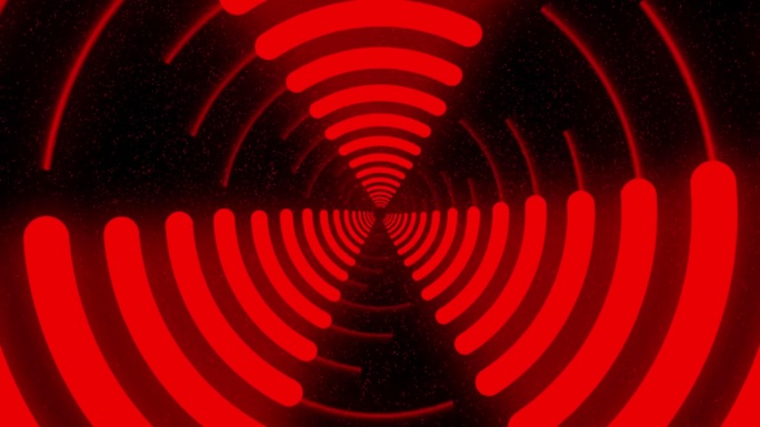 4K未来的红色霓虹灯发光隧道高科技运动在黑色背景