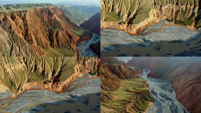 4k航拍自然风光大峡谷山川河流安集海景色