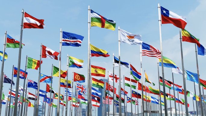 各国国旗国际化一带一路国际贸易全球化