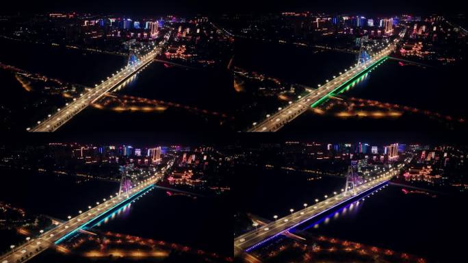 寿光弥河大桥夜景霓虹城市