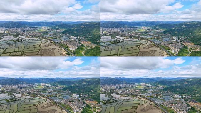 航拍福建宁德霞浦北岐滩涂 霞浦县城全景