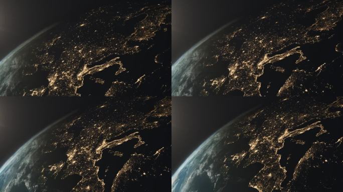 从太空俯瞰地球的夜晚。