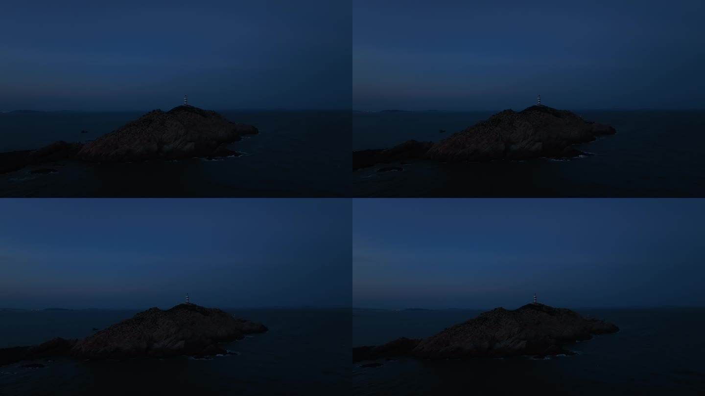 夜晚大海灯塔海上指明灯海岛指引灯海洋灯塔