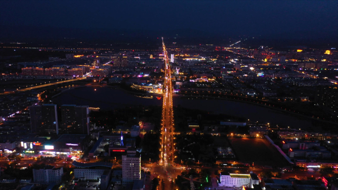 航拍朔州城市夜景