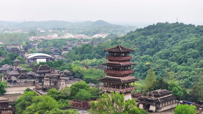 航拍赤壁名胜风景区