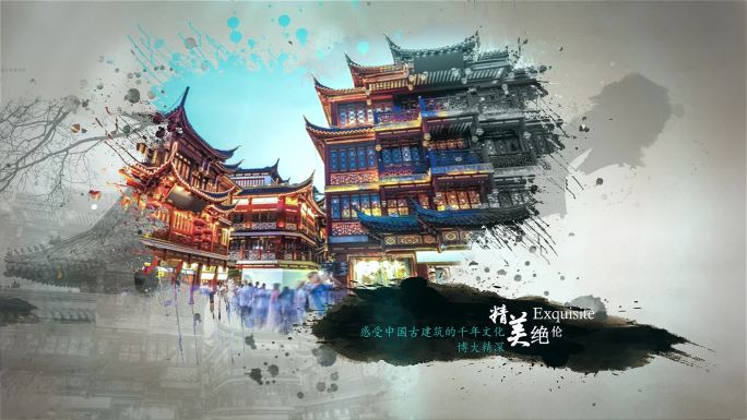 国风照片展示中国古建筑魅力AE模板
