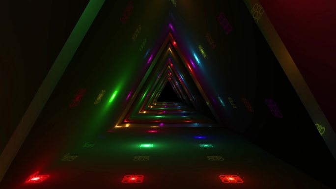 4K三角形霓虹闪光阵列灯光隧道无缝循环
