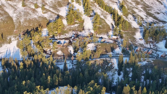 4K新疆喀纳斯雪景秋冬