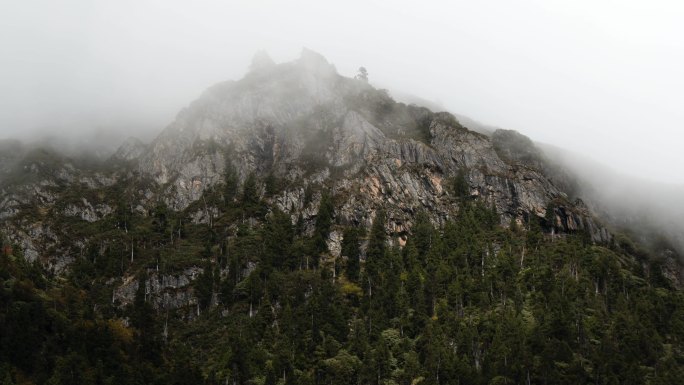 山顶云雾飘荡