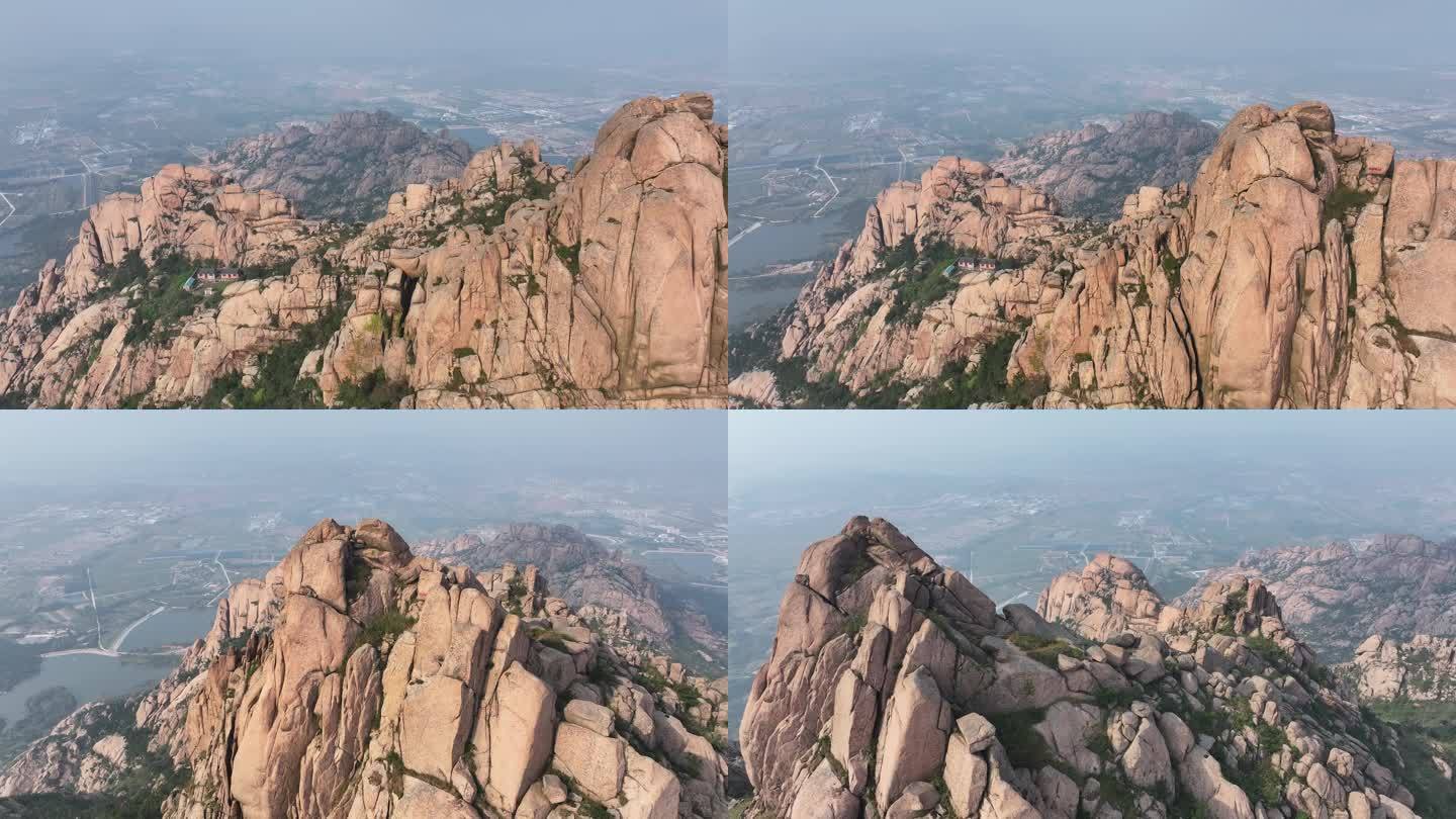 航拍山东荣成人和镇院夼村铁槎山奇石风景