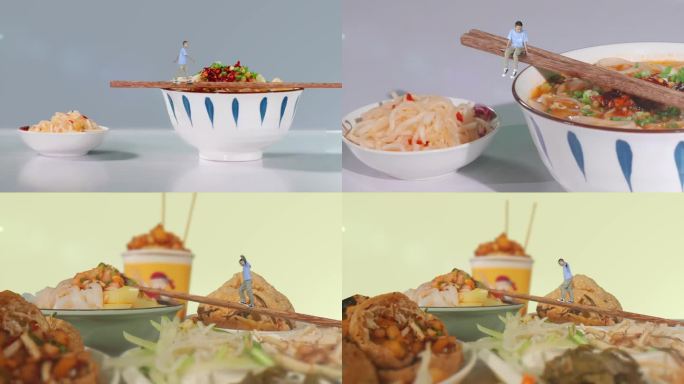 怀旧素材-童年美食洋芋粑肉丝粉