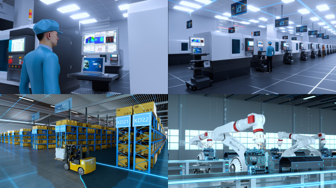 科技制造智慧工厂电子车间AE+C4D模板