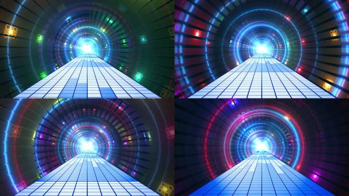 4K圆圈赛博朋克音频可视化隧道无缝循环