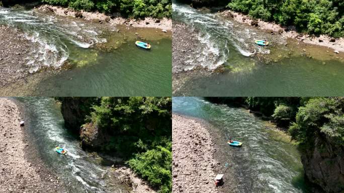4K航拍张家界大峡谷茅岩河溪流漂流升格2