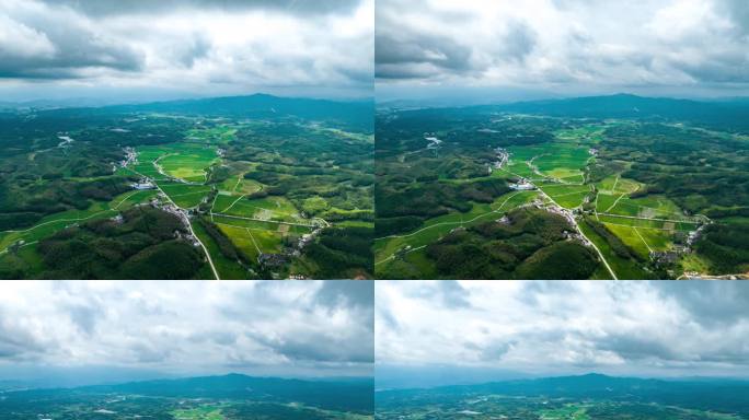 福建山区稻田航拍大景延时