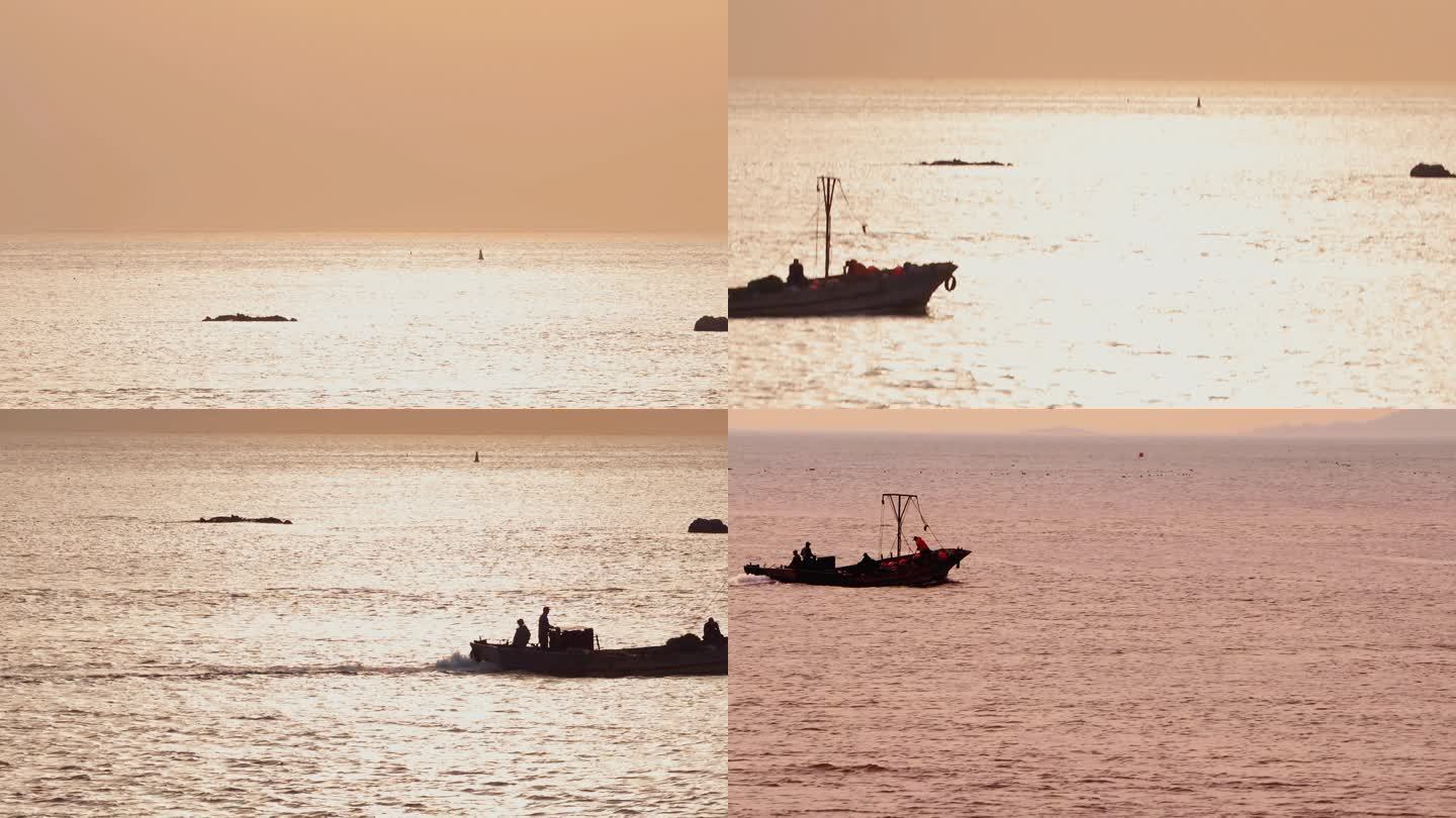 大海日出朝阳出海打渔