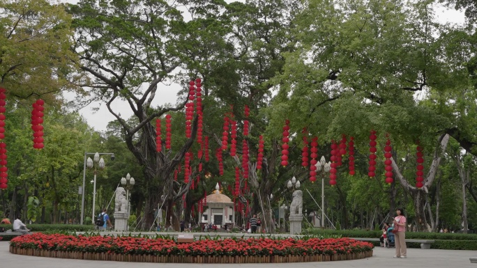 4K实拍，羊城广州国庆假期的人民公园灯笼