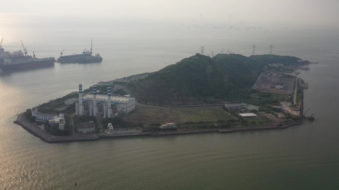 4K-Log-航拍大铲岛深圳前湾燃机电厂