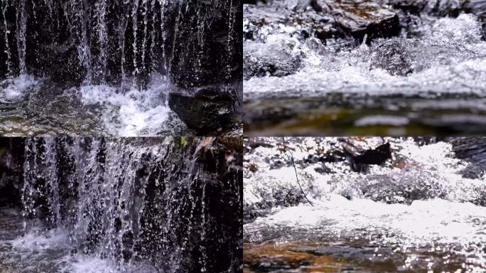 9分钟溪水，水滴，溪流，浪花，岩石，泉水