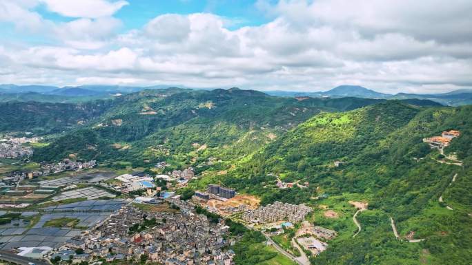 航拍福建宁德霞浦北岐滩涂 霞浦县城全景