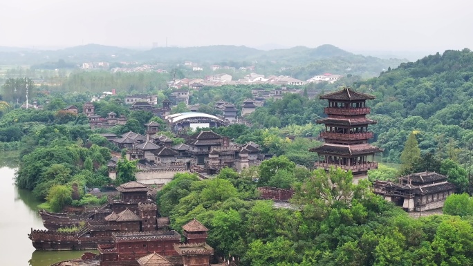 航拍赤壁名胜风景区