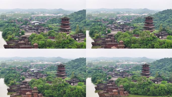 航拍赤壁名胜风景区