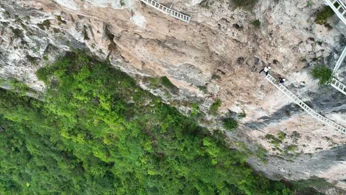 4K张家界大峡谷景区飞拉达悬崖壁攀岩合集