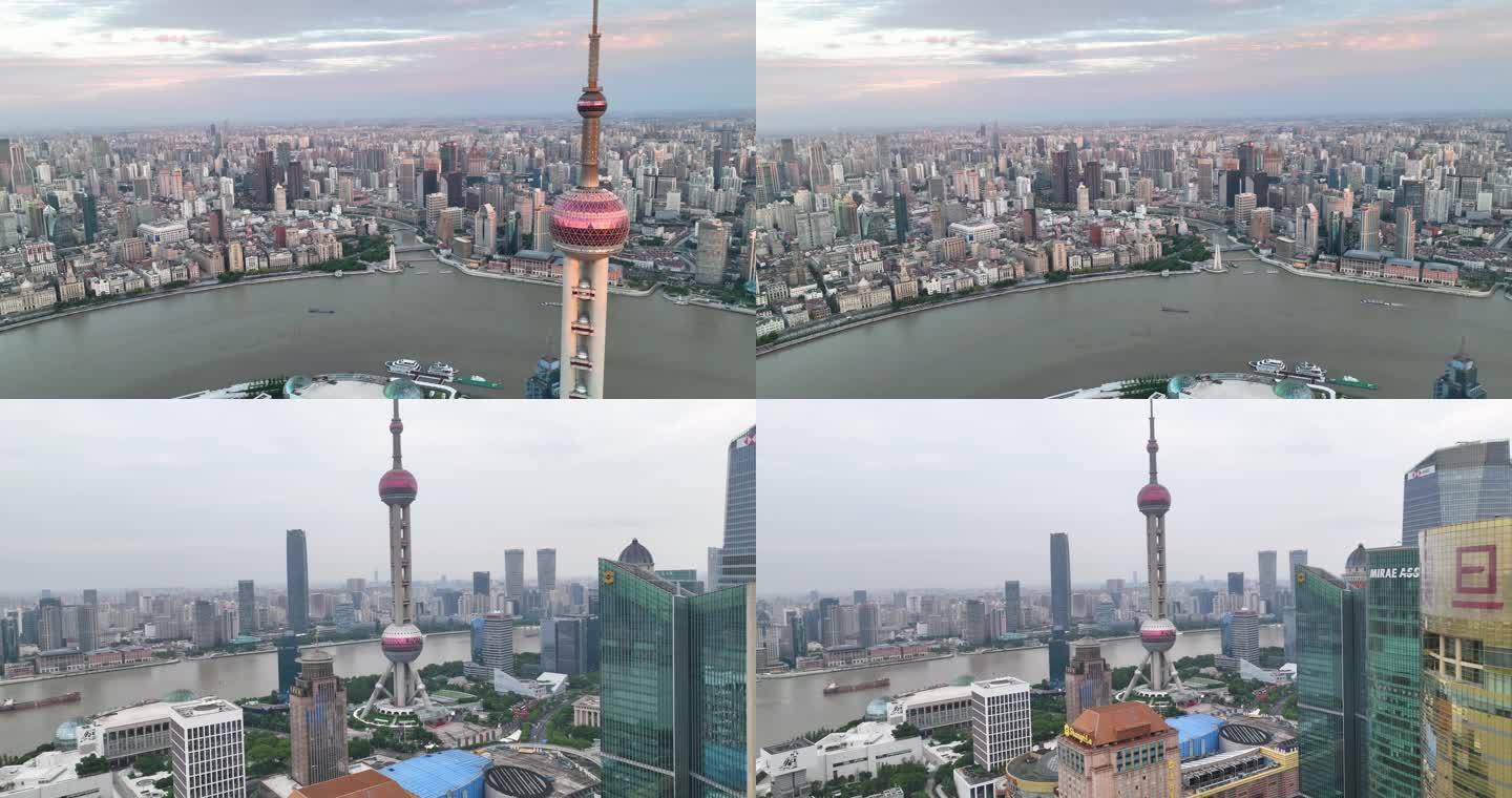 上海东方明珠电视塔航拍5K御三