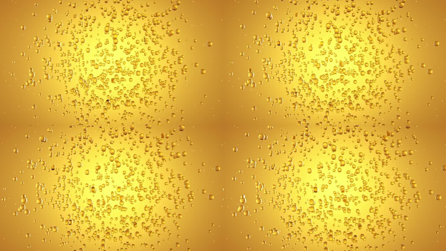 微观金色透明水分子细胞化妆品广告素材动