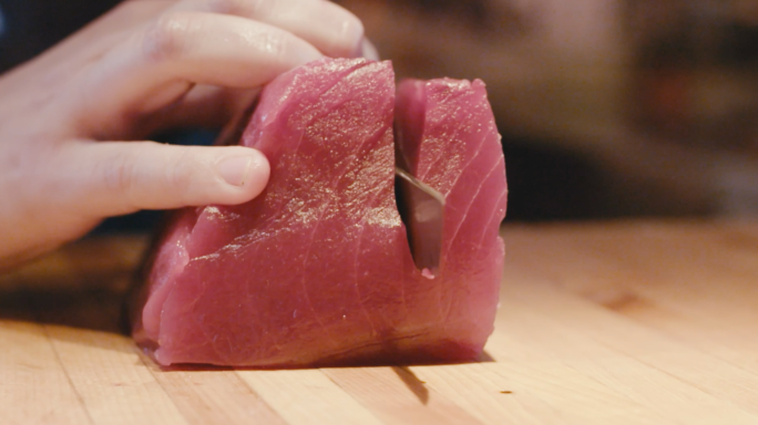 三文鱼加工 切肉 美食制作