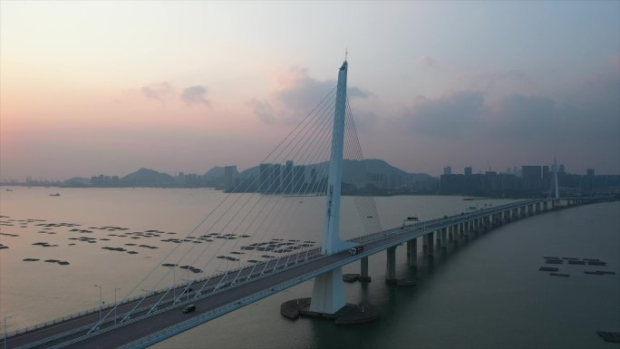 航拍深圳湾公路大桥