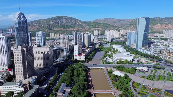 [4K]航拍素材.西宁南川河城市风光