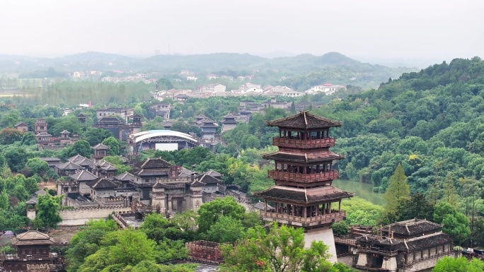 航拍赤壁名胜风景区