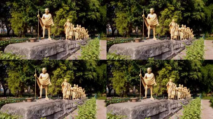 在印度迈苏尔的一个公园里，由国家之父“圣雄甘地”和他的追随者领导的印度独立自由斗争的戏剧性表现。