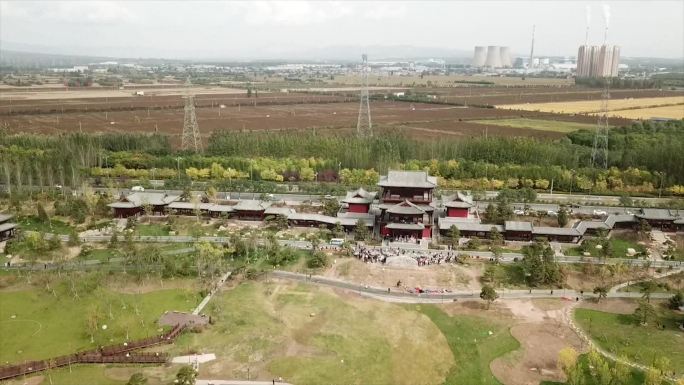 太原汾河景区雁丘园航拍