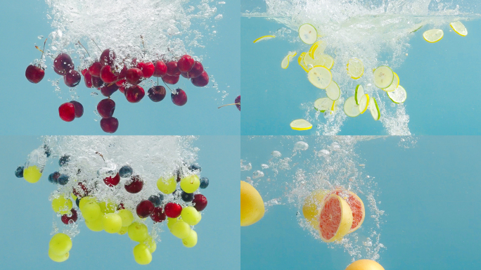 4k各种水果落水合集 水果视频素材