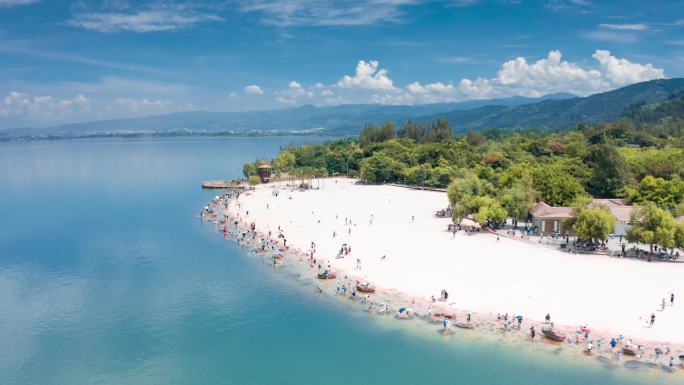 四川西昌金鳞沙滩景区晴天4K航拍