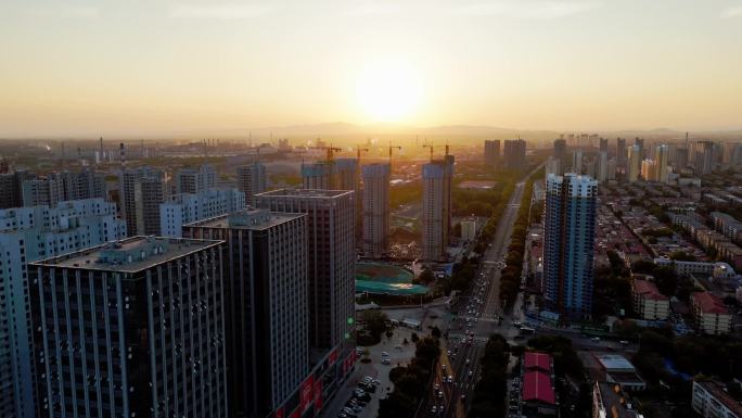 邯郸复兴区夕阳航拍