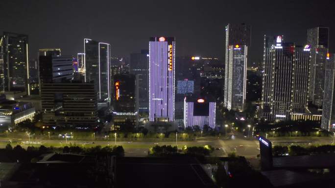 南京河西CBD夜景航拍
