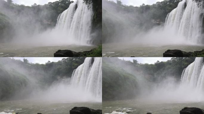 黄果树瀑布湍急山水山间瀑布流动河水