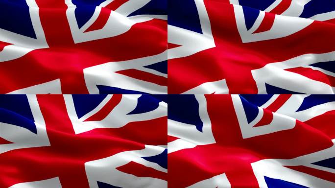 英国国旗在风中飘扬的视频。英国旅游旗帜循环特写1080p全高清1920X1080镜头。现实的英国国旗