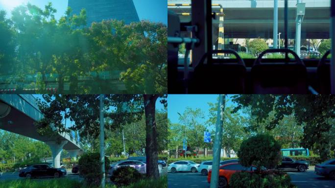 在公交车上看窗户外的北京